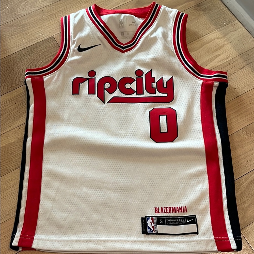 Nike Rip City White and Red Jersey